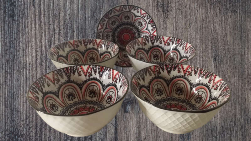 Set of five Bowls  13 x 6 cm