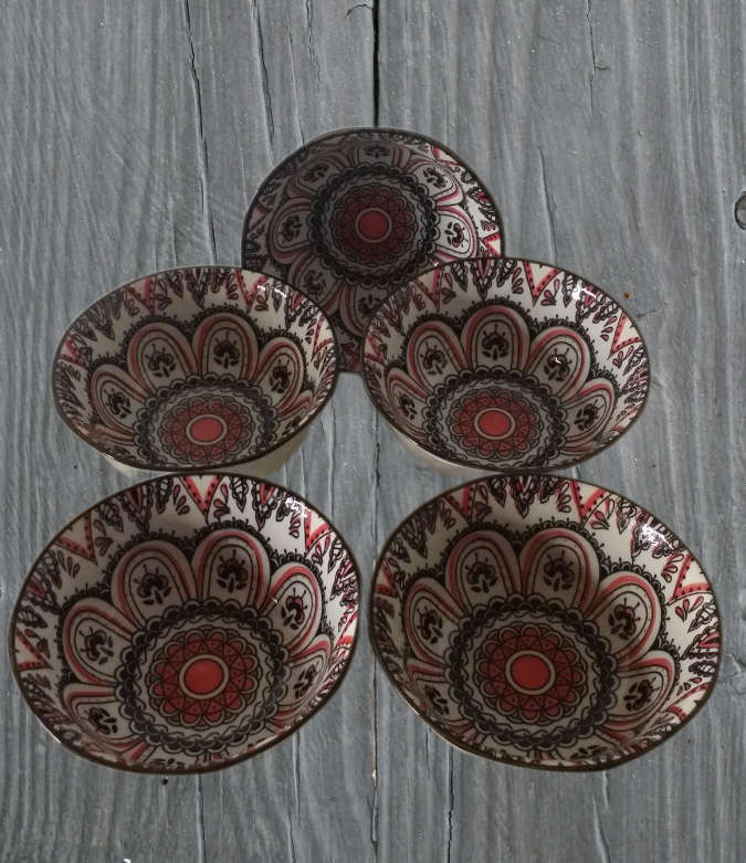 Set of five Bowls  13 x 6 cm