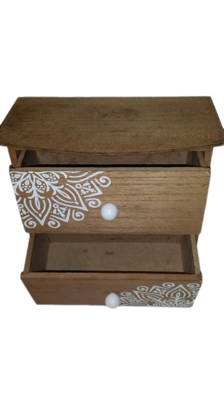 Wood Trinket box  2 draw 19 x 17 x 10 cm