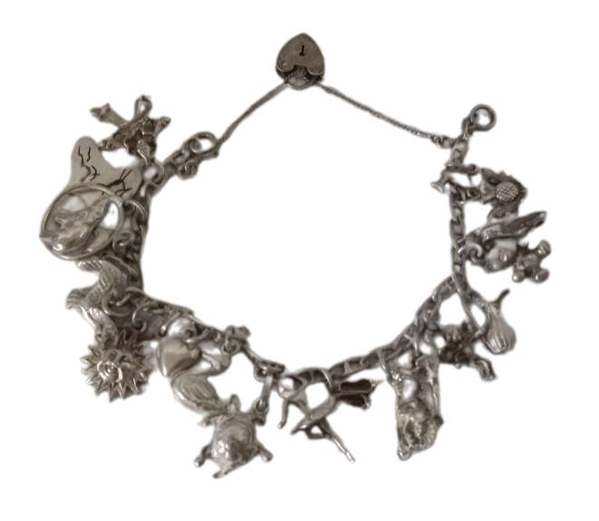 Silver 925  Charm  Bracelet Italy - 27.6 gram