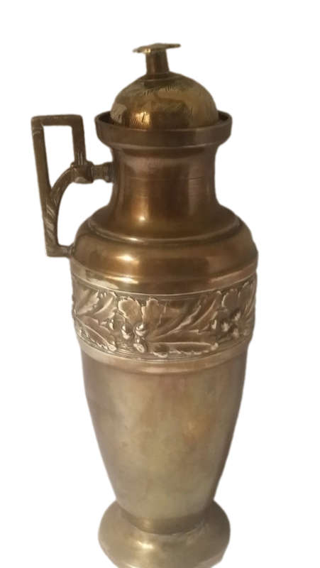 Brass lidded vase/ jug /jar 23 x 9 cm