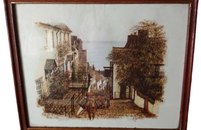 Clovelly , Devon Signed picture 22 x 27 cm