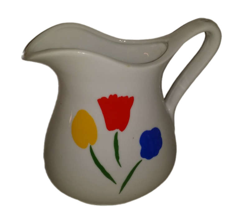 White and Flowery Jug 14 x 12 cm