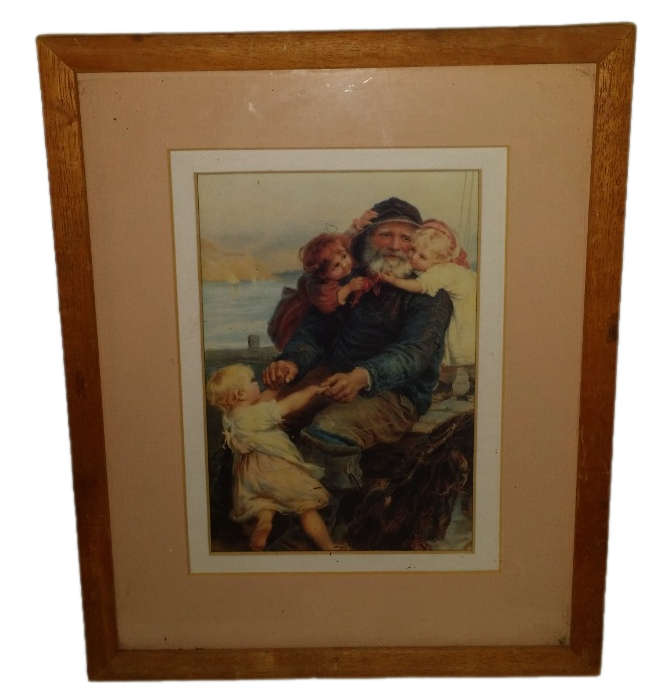 Vintage Print Grandpa with Kids
