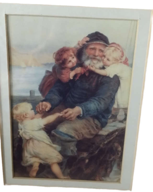 Vintage Print Grandpa with Kids