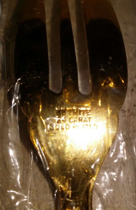 12pc - 24ct Gold Plated Eetrite Tea spoons and Cake forks   (Nice with Royal Albert)