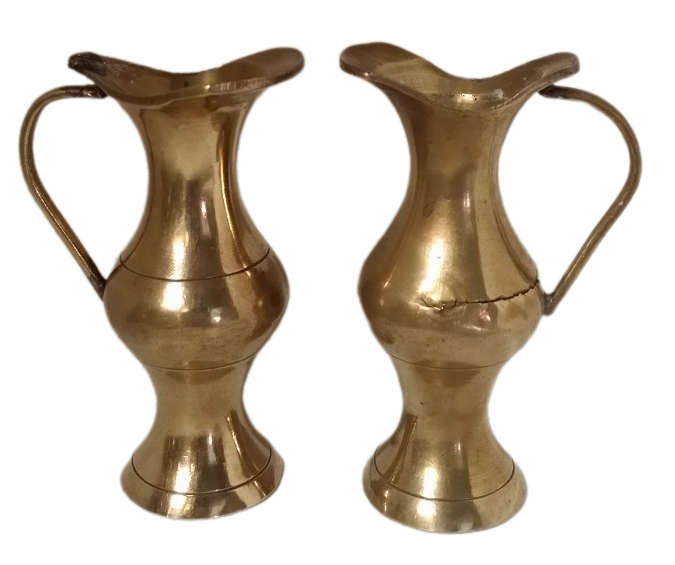 Pair Brass  jugs  9 cm