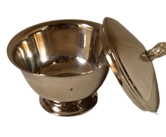 Silver Plate Lidded Bowl 9 cm x 5 cm