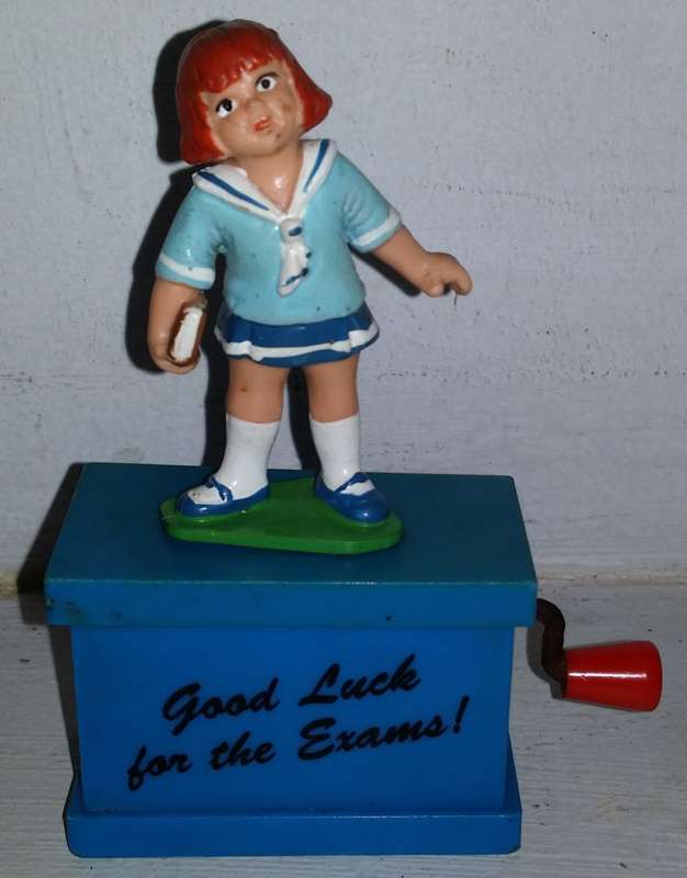 Good Luck with the exams Musical windup Figurine Doll