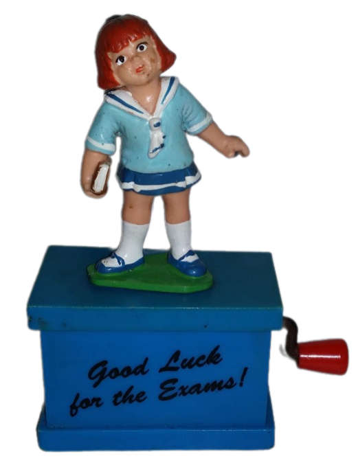 Good Luck with the exams Musical windup Figurine Doll