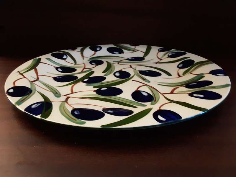 Large Blue cherry Round Serving plate  32 cm