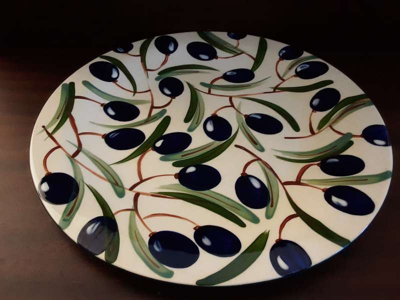 Large Blue cherry Round Serving plate  32 cm
