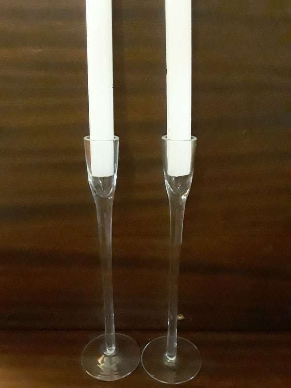 Pair glass  Candlestick holder  26 cm