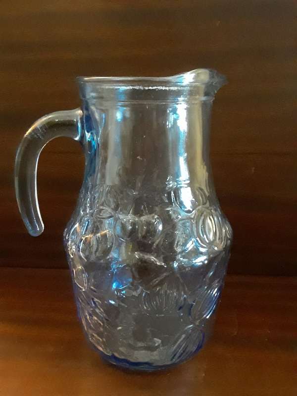 Vintage Glass Pitcher / Jug grape design 20 cm