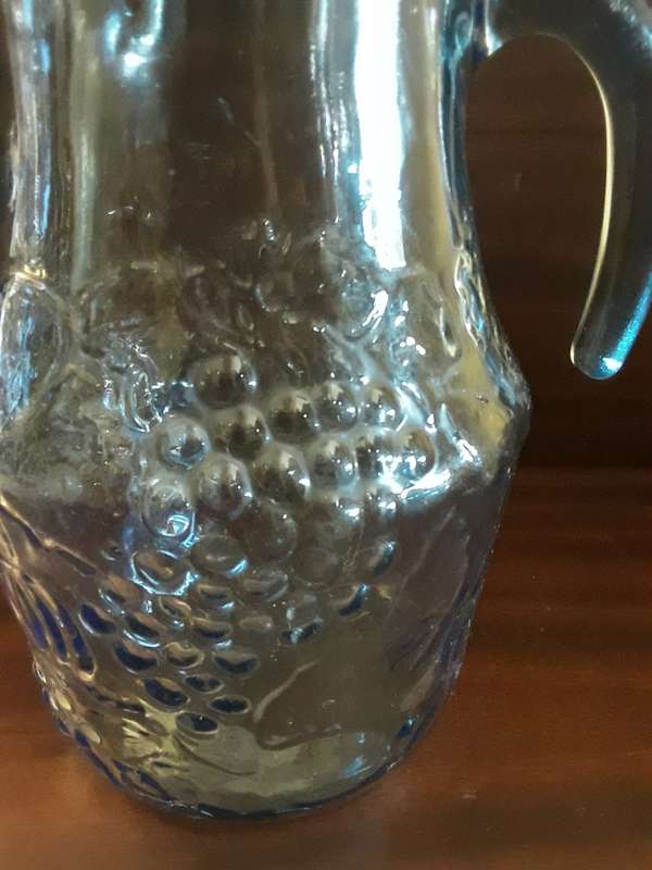 Vintage Glass Pitcher / Jug grape design 20 cm