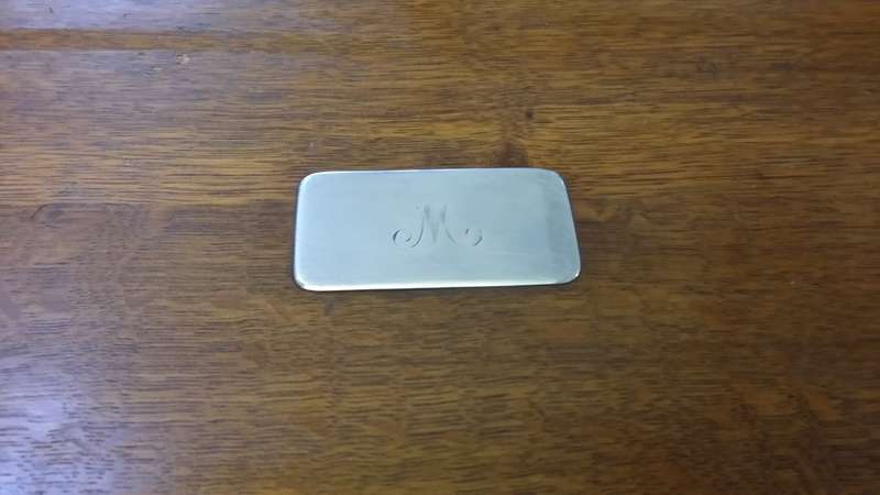 Vintage wooden Tray with silver plate railing and handles 55  x 27 cm