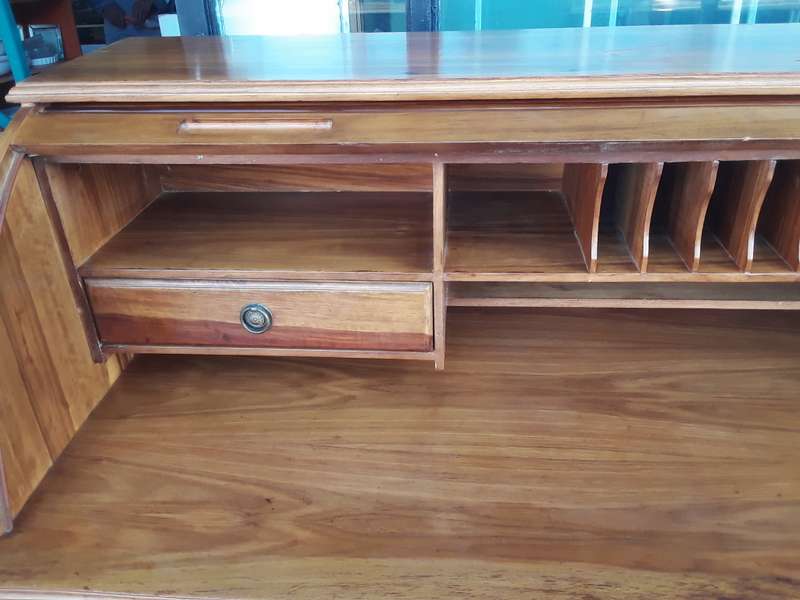 Solid wood Teak  Antique Roll Top Desk 145 X 115 X 60 cm