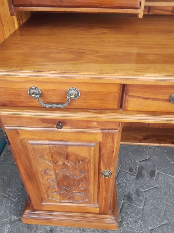 Solid wood Teak  Antique Roll Top Desk 145 X 115 X 60 cm