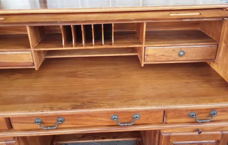 Solid wood Teak  Antique Roll Top Desk 145 X 115 X 60 cm