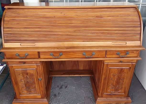 Solid wood Teak  Antique Roll Top Desk 145 X 115 X 60 cm
