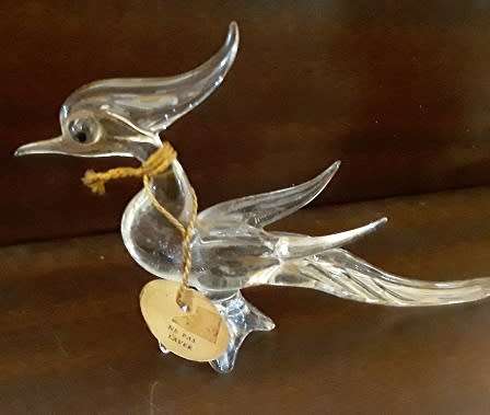 Glass bird made in France 9 x 15 cm