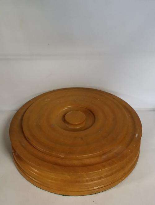 YELLOW WOOD ROUND  TRINKET BOX