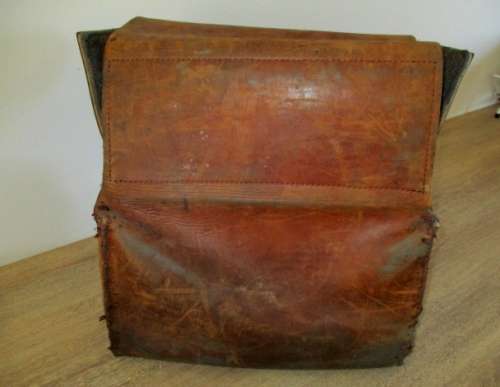 A very large rare vintage genuine leather Postman's Mail Bag with front pocket.