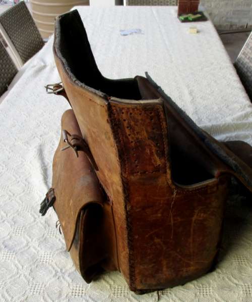 A very large rare vintage genuine leather Postman's Mail Bag with front pocket.