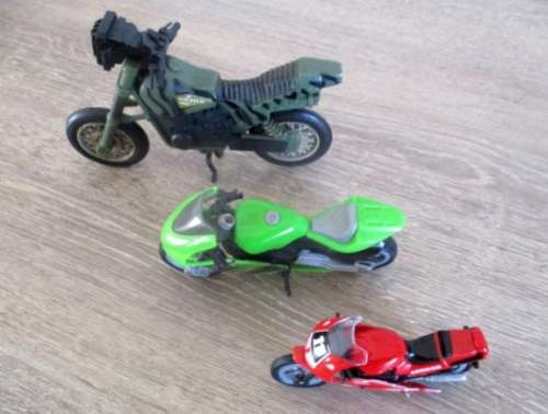 A collection of motorbikes.  Hard plastic.