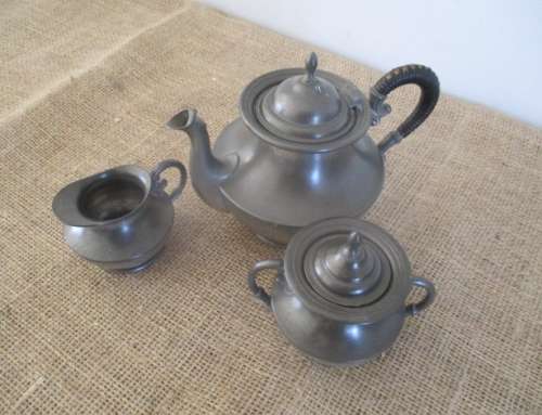 Vintage Trio Set Coffee/Tea Pot, Sugar & Creamer  C Kurz & Co Tiel  Holland  Etain Pur  Pure Pewter