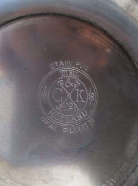 Vintage Trio Set Coffee/Tea Pot, Sugar & Creamer  C Kurz & Co Tiel  Holland  Etain Pur  Pure Pewter