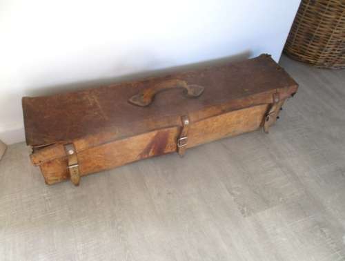 Look At This....Large Vintage Genuine Leather Case    Padded Inside    With Buckles & Straps