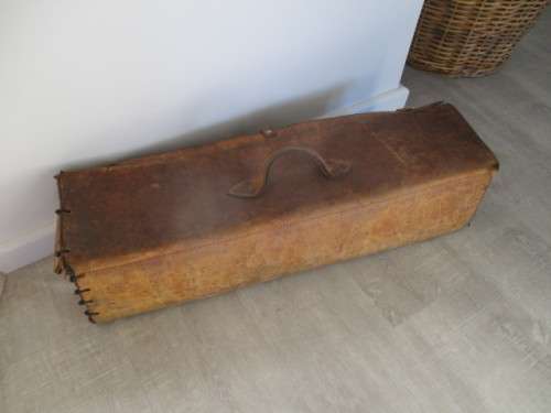 Look At This....Large Vintage Genuine Leather Case    Padded Inside    With Buckles & Straps