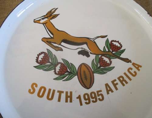 This Will Never Leave Our Minds......Enamel Worldcup Springbok 1995 Gas Braaiskottel