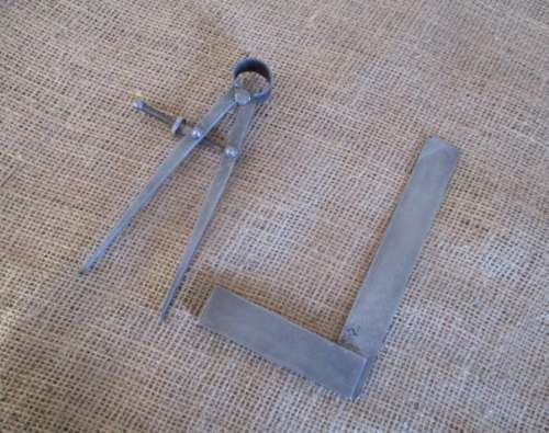 Vintage A Milmet Product Metal Square  England & Vintage Engineers Compass Divider Caliper   Japan