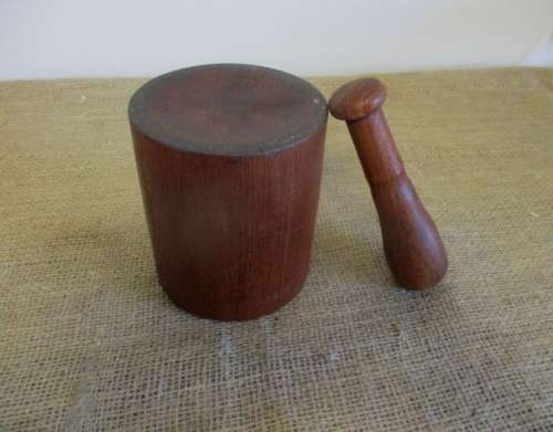 Lovely Old Wooden Mortar And Pestle