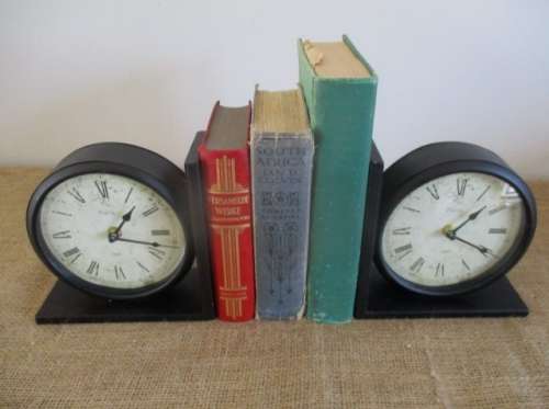 Time To Read...An Old Set Of Two Lovely & Unusual Wooden Clock Face Bookshelf Stands   Paris 1869