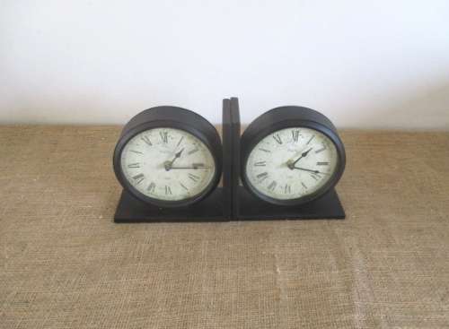 Time To Read...An Old Set Of Two Lovely & Unusual Wooden Clock Face Bookshelf Stands   Paris 1869