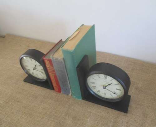 Time To Read...An Old Set Of Two Lovely & Unusual Wooden Clock Face Bookshelf Stands   Paris 1869