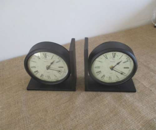 Time To Read...An Old Set Of Two Lovely & Unusual Wooden Clock Face Bookshelf Stands   Paris 1869