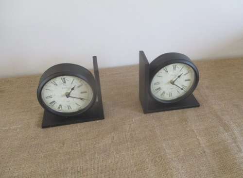 Time To Read...An Old Set Of Two Lovely & Unusual Wooden Clock Face Bookshelf Stands   Paris 1869