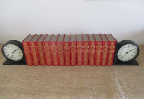 Time To Read...An Old Set Of Two Lovely & Unusual Wooden Clock Face Bookshelf Stands   Paris 1869