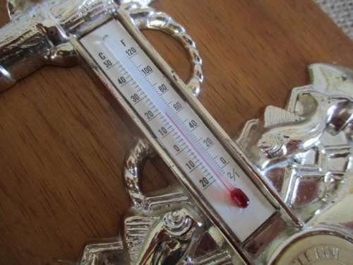 Vintage Themometer With An Anchor Design Mounted On A Block Of Wood   Circle Line New York City
