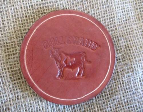 One Vintage Stainless 9oz Hip Flask With Six Bull Brand Coasters