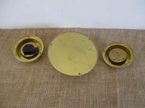 The Magnificent Brass Trio !!! Two Brass Weather Barometers And One Battery Operated Clock