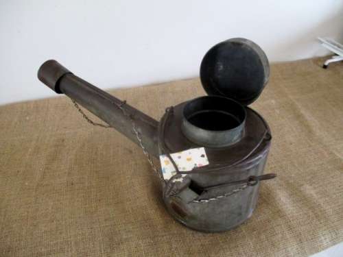 Watering Can ???  No.....Very Very Rare....This Is A World War 2 Gooseneck Lamp Runaway Flare  Metal