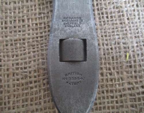 Rare Vintage Richards Bros & Sons Ltd Adjustable Wrench Sheffield  England   British Patent 553540