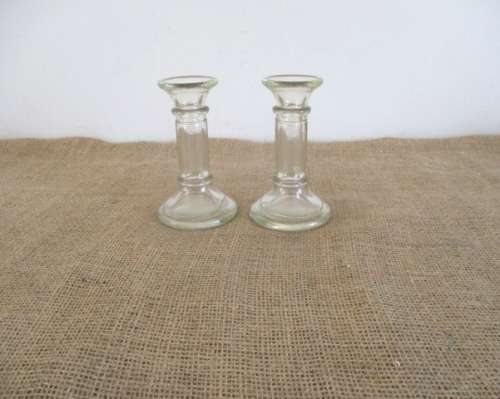 Perfect For That Romantic Eveving By Candlelight       Two Vintage Glass Candle Holders