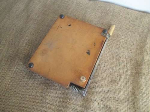 Rare !!! Antique/Vintage 7 Inch Desktop Guillotine Paper Cutter With Measuring Ruler On Wooden Base
