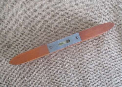 An Antique/Vintage Marples Wooden Carpenter's Square With Brass Inlays & Boat Designed Spirit Level